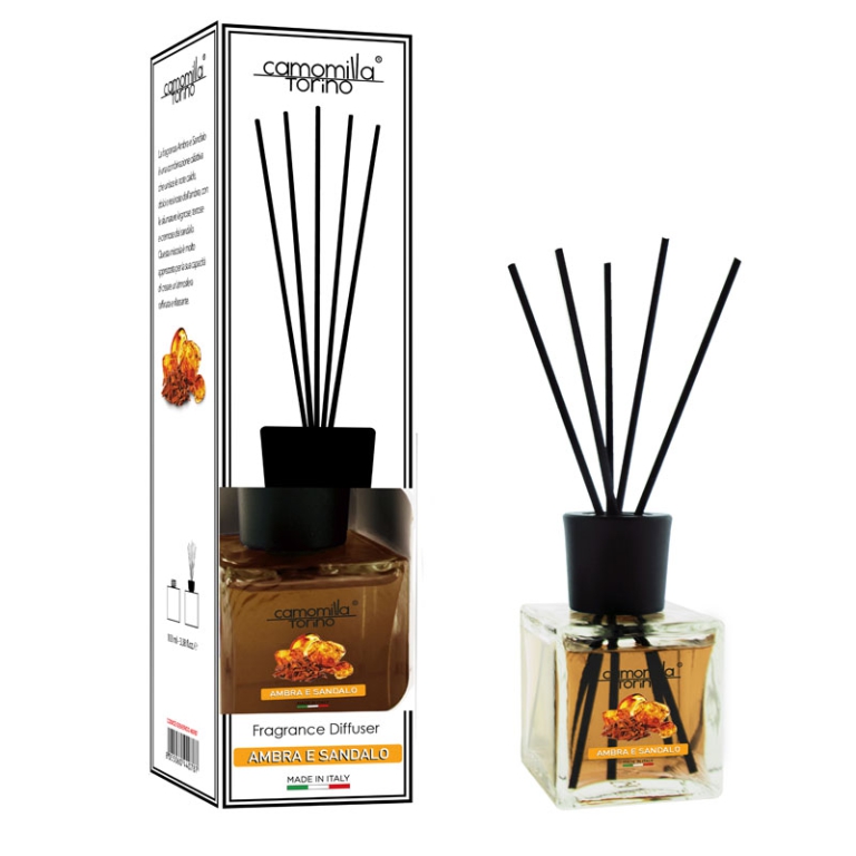 DIFFUSORE 200ML CUBO AMBRA & SANDALO
