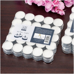 CANDELE T-LIGHT  50PZ    D3,9H1,5CM ALLUMINIO