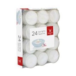 CANDELE T-LIGHT 24PZ D3,8H2,4CM BIANCHE TRASPARENTE