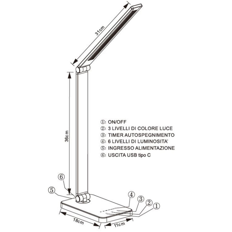 LAMPADA LED PIEGHEVOLE DA TAVOLO BRACCIO ROTANTE 3