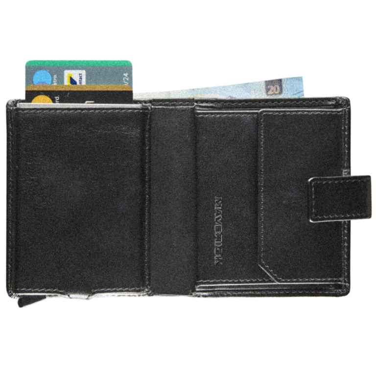 PROTEGGICARTE COMPATTO RFID ALL BLACK MAVERICK 2