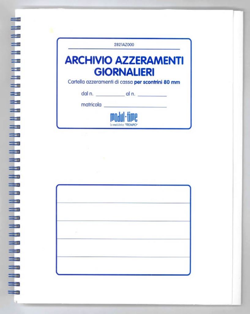 CARTELLA AZZERAMENTI GIORNALIERI X SCONTRINI 80MM: vendita ingrosso con  consegna veloce