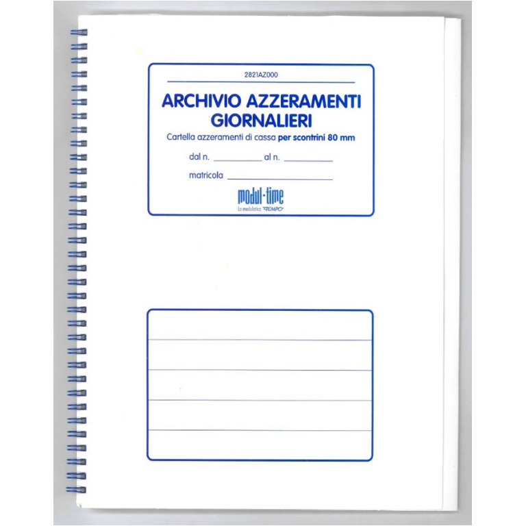 CARTELLA AZZERAMENTI GIORNALIERI X SCONTRINI 80MM 3