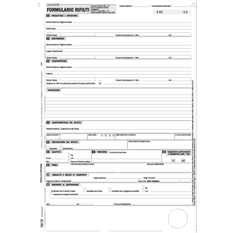 FORMULARIO RIFIUTI 250PZ 4COPIE MODULO CONTINUO: vendita ingrosso con  consegna veloce