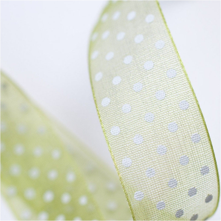 NASTRO ORGANZA 10MMX50MT POIS VERDE 05 2