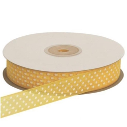 NASTRO ORGANZA 10X50MT   GIALLO POIS BEIGE