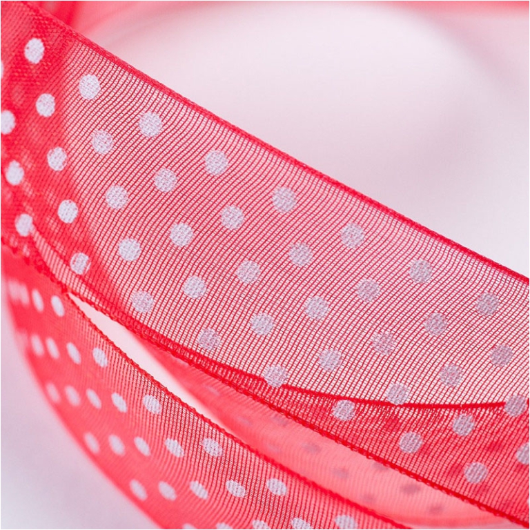 NASTRO ORGANZA 10MMX50MT POIS ROSSO 11 2