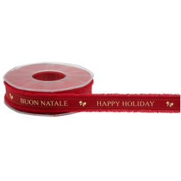 NASTRO SFRANGIATO 23MM10MT ROSSO SCRITTA ORO