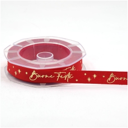 NASTRO TESSUTO 15MMX10MT ROSSO SCRITTA BUON NATALE