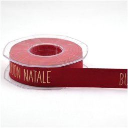 NASTRO DOPPIO RASO SETA  25MMX20MT ROSSO STAMPATO