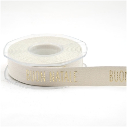 NASTRO DOPPIO RASO SETA  25MMX20MT BIANCO STAMPATO