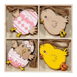 DECORO PULCINO 16PZ LEGNO 3,5H5CM DA APPENDERE
