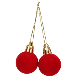 DECORO SFERA ROSSA D3CM  FLOCCATA 8PZ