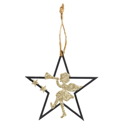 STELLA CON ANGELO ORO 12X12CM METALLO DA APPENDERE