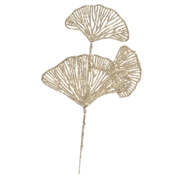 RAMO FOGLIA GINKO H36CM  GLITTER CHAMPAGNE