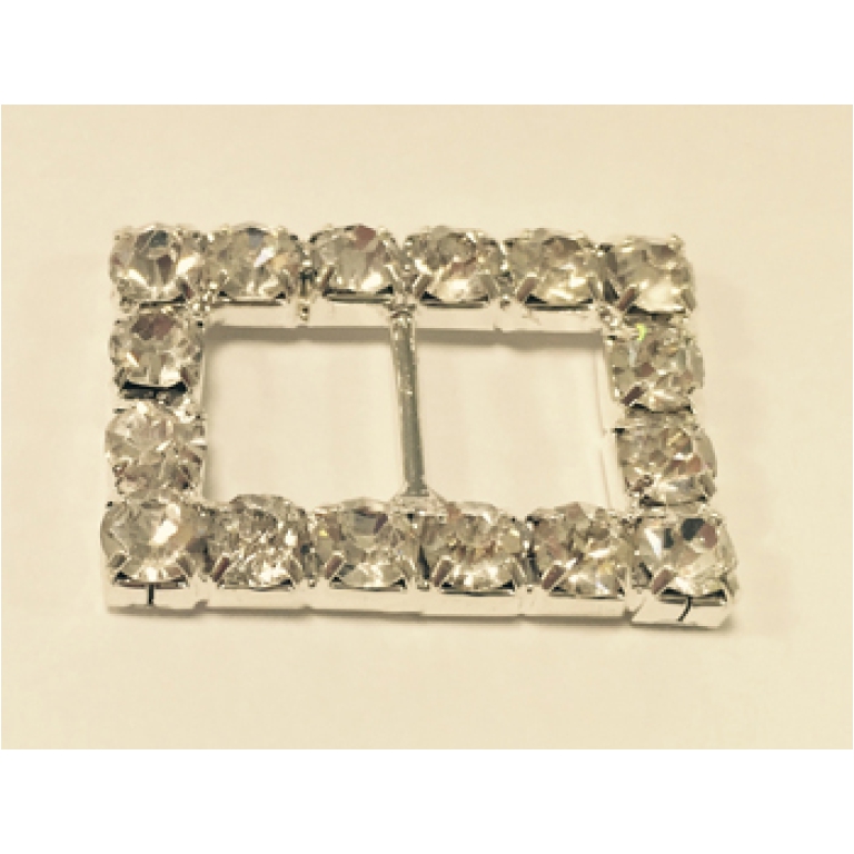 FIBBIA RETTANGOLARE 6PZ  20X30 ARGENTO STRASS