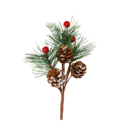 PICK PIGNE E BACCHE 12PZ H16CM INNEVATO