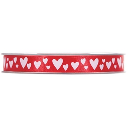 NASTRO TESSUTO 12MMX25MT PANNA CUORI ROSSI