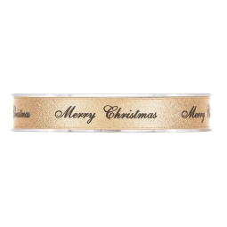 NASTRO TESSUTO 15MMX25MT NATALE ORO SCRITTA NERA