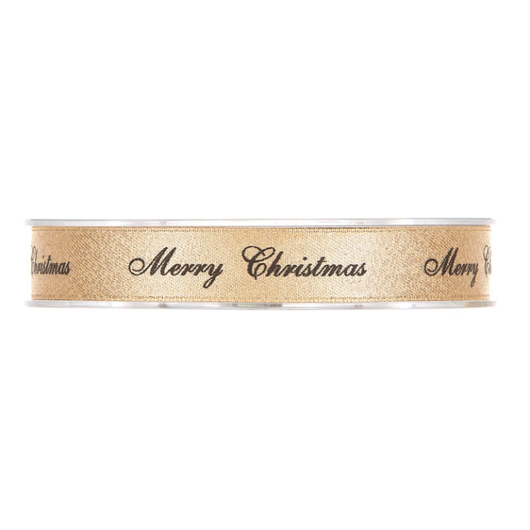 NASTRO TESSUTO 15MMX25MT NATALE ORO SCRITTA NERA