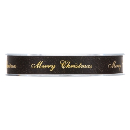 NASTRO TESSUTO 15MMX25MT NATALE NERO SCRITTA ORO