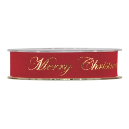 NASTRO TESSUTO 25MMX10MT ROSSO MERRY CHRISTMAS ORO