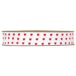 NASTRO TESSUTO 6MMX25MT  CUORI ROSSI CREMA