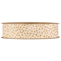 NASTRO TESSUTO 25MMX10MT CREMA GOCCE ORO RILIEVO