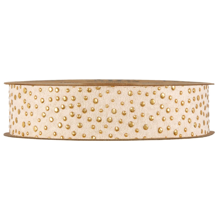 NASTRO TESSUTO 25MMX10MT CREMA GOCCE ORO RILIEVO