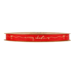 NASTRO TESSUTO 10MMX20MT ROSSO MERRY CHRISTMAS ORO