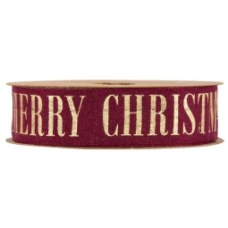 NASTRO TESSUTO 25MMX10MT ROSSO MERRY CHRISTMAS ORO