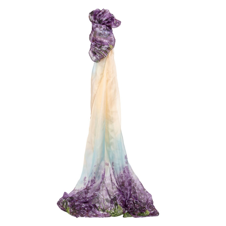 FOULARD 120C184CM CREMA E LAVANDA