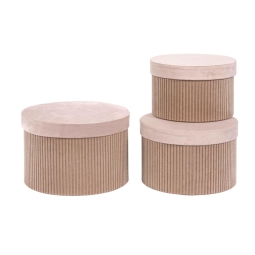 SCATOLE 3PZ TONDE VELL. ROSA CIPRIA 23,5-21,5-19CM