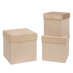 SCATOLE 3PZ QUADRE VELLUTO BEIGE CM23-20,5-18CM
