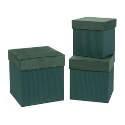 SCATOLE 3PZ QUADRE VELLUTO VERDE SC.CM23-20,5-18CM