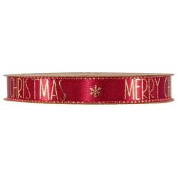 NASTRO TESSUTO MM18X15MT ROSSO MERRY CHRIST. ORO