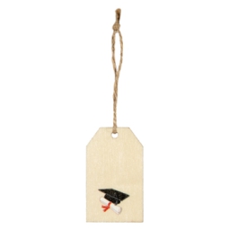 DECORO TAG LAUREA 24PZ   3X5CM LEGNO DECORATO