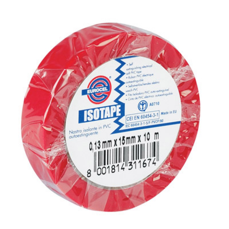 NASTRO ADESIVO ISOLANTE  15X10 ROSSO 10PZ SARAVIL