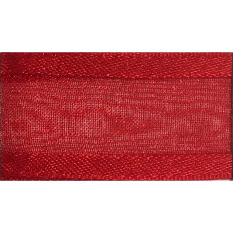 NASTRO ORGANZA 25MMX25MT BORDATO RASO ROSSO 042