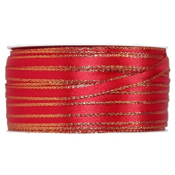 NASTRO SATINÈE 6MMX50MT 2 LATI ROSSO E ORO