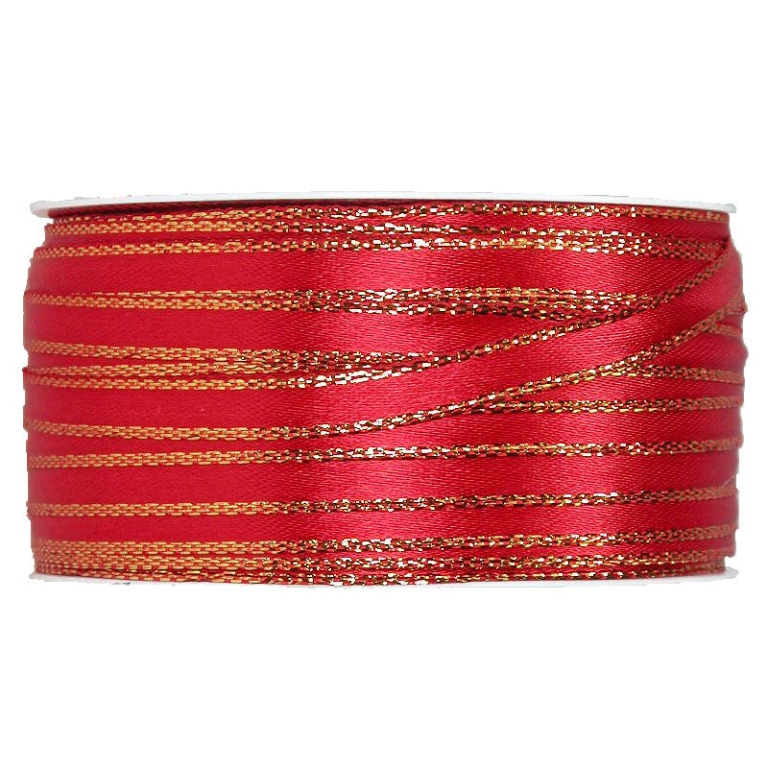 NASTRO SATINÈE 6MMX50MT 2 LATI ROSSO E ORO