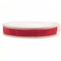 NASTRO TESSUTO 15MMX25MT ROSSO BORDATO ORO
