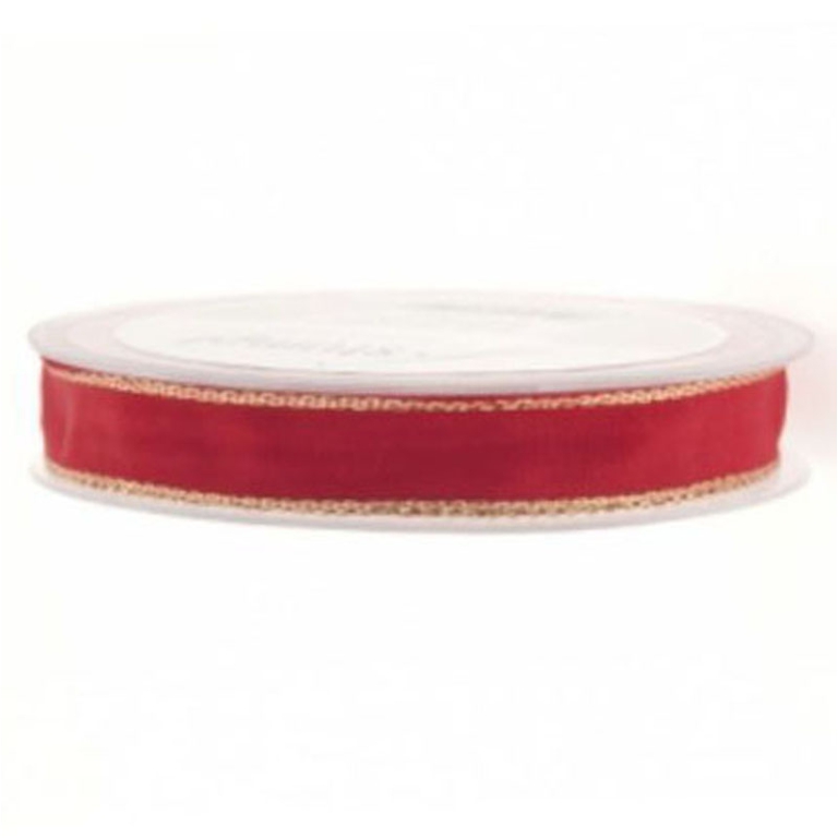 NASTRO TESSUTO 15MMX25MT ROSSO BORDATO ORO