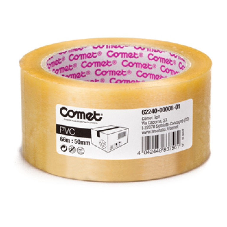 NASTRO ADESIVO 50X66     TRASPARENTE PVC 6RT COMET