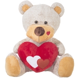 PELUCHES ORSO BEIGE CON  CUORE 90CM