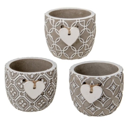 VASO PIANTINA 6PZ DECORO CUORE D7,5H6,5CM ASSORTITI