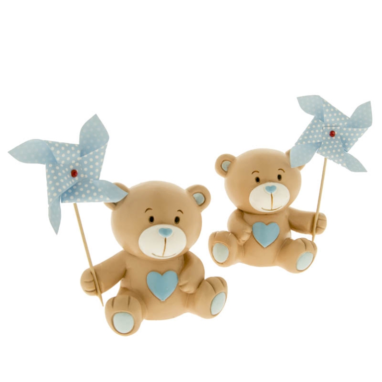 ORSETTO 2 PEZZI H14CM AZZURRO SALVADANAIO+GIRANDOLA