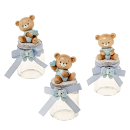 BARATTOLO TAPPO ORSETTO  6PZ H10CM CELESTE ASSORTITI