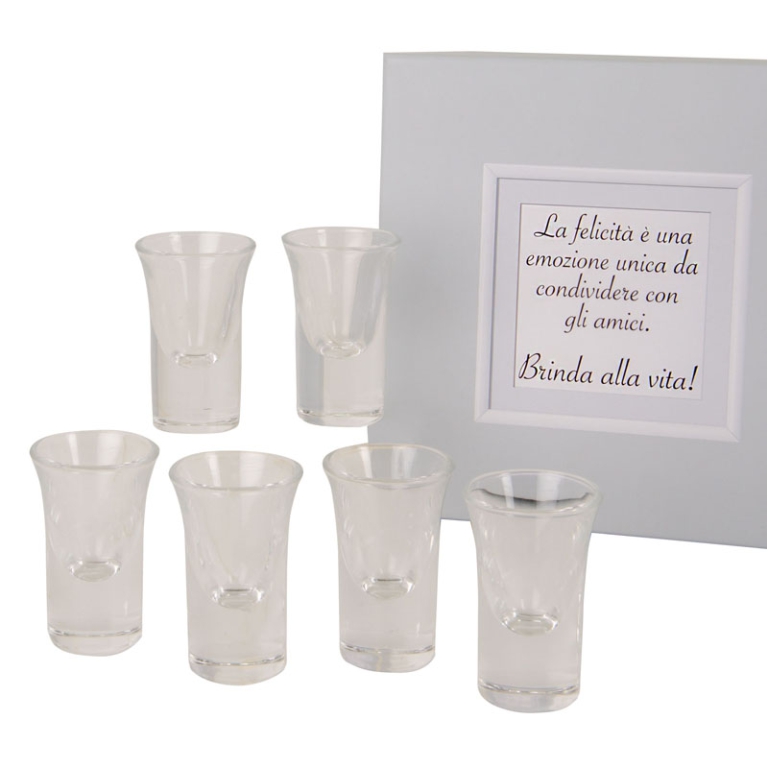 SET 6PZ BICCHIERINI AMICI CON SCATOLA