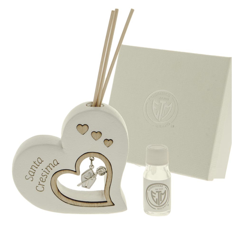 DIFFUSORE 10X10CM CUORE CRESIMA GIFTBOX
